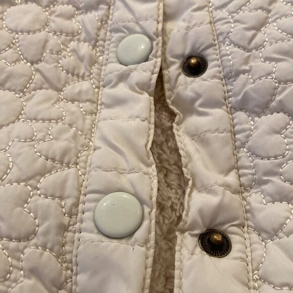 Billabong Billy Girls Cream Quilted Button Up Vest Medium - Picture 4 of 6